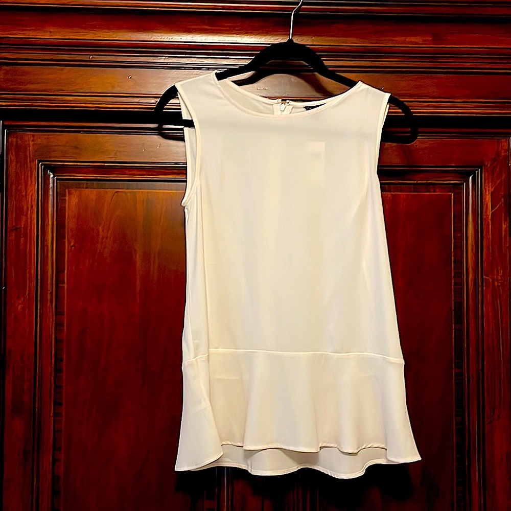 Ann, Taylor cream mixed media blouse